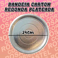 BANDEJA CARTON REDONDA PLATEADA (24cm) RAF