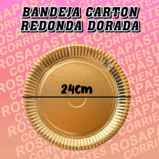 BANDEJA CARTON REDONDA DORADA (24cm) RAF