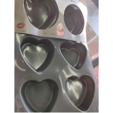 MOLDE SILICONA 6 CORAZONES CUPCAKES