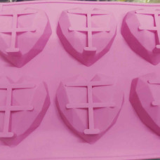 MOLDE SILICONA 6 CORAZONES DIAMANTE