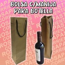 BOLSA C/MANIJA BOTELLA VINO KRAFT 10x9x38
