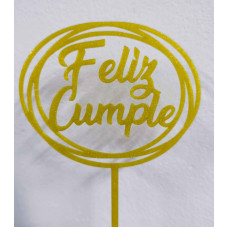 TOPPER AMARILLO CON BRILLO FELIZ CUMPLE 3D TOPPER AMARILLO CON BRILLO FELIZ CUMPLE 3D