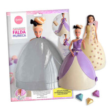 SET PLACA CAKE SORPRESA FALDA MUÑECA PARPEN  x2 SPCSPO