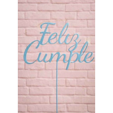 TOPPER FELIZ CUMPLE CELESTE PASTEL 3D