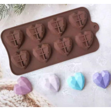 MOLDE BOMBON SILICONA 8 CORAZON DIAMANTE CHICO