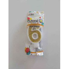 VELA NUMERO LITORAL DORADA 6