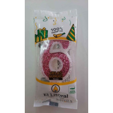 VELA NUMERO LITORAL ROSA 6
