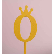 TOPPER NUMERO 0 CORONA DORADO 3D