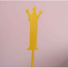 TOPPER NUMERO 1 CORONA DORADO 3D