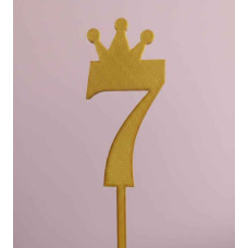 TOPPER NUMERO 7 CORONA DORADO 3D