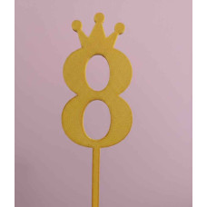 TOPPER NUMERO 8 CORONA DORADO 3D