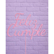 TOPPER FELIZ CUMPLE ROSA PASTEL 3D