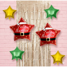 SET GLOBOS NAVIDAD Y CORTINA