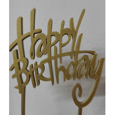 TOPPER HAPPY BIRTHDAY BLANCO/ORO 3D